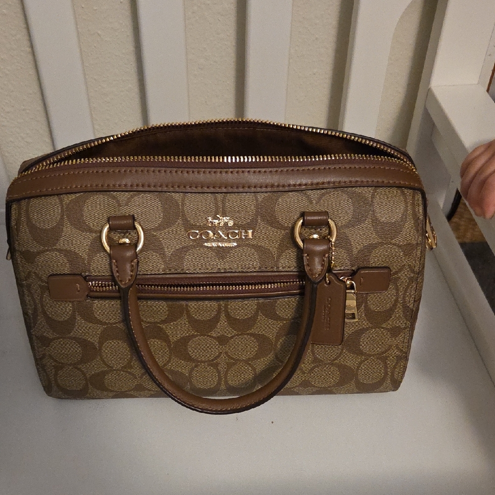 Coach Brown Leather Satchel with Signature Design